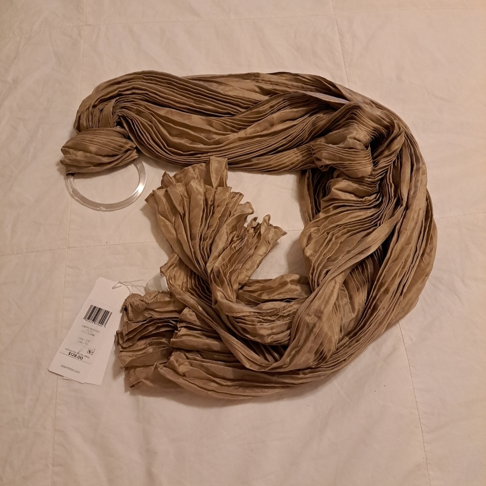 Eileen Fisher Crinkled Silk-Blend Scarf in Taupe